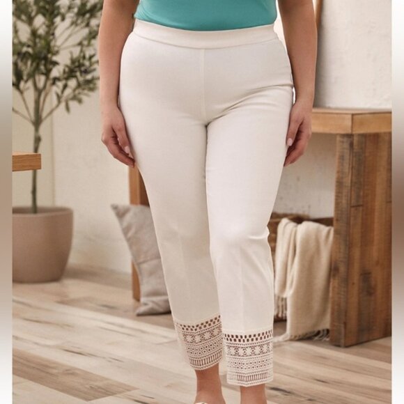 Laura Lace Detail Pull-On Pants Ivory - Picture 1 of 9